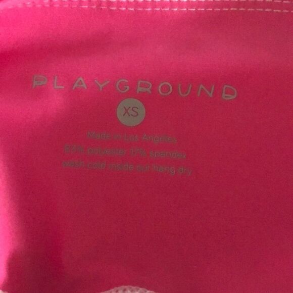 Playground Neon Pink w Stripes Cropped Leggings - Picture 2 of 6